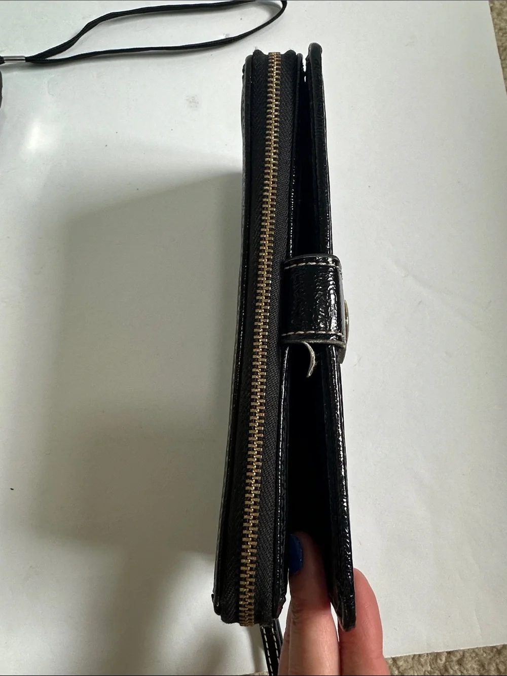Coach Brown Signature Wallet Zip Around Black Stripe Zipper